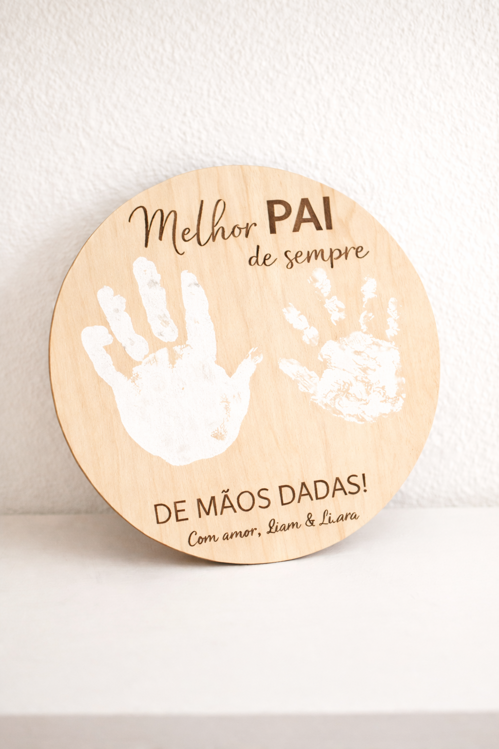 💙 Placa Personalizada “Melhor Pai de Sempre” – De Mãos Dadas
