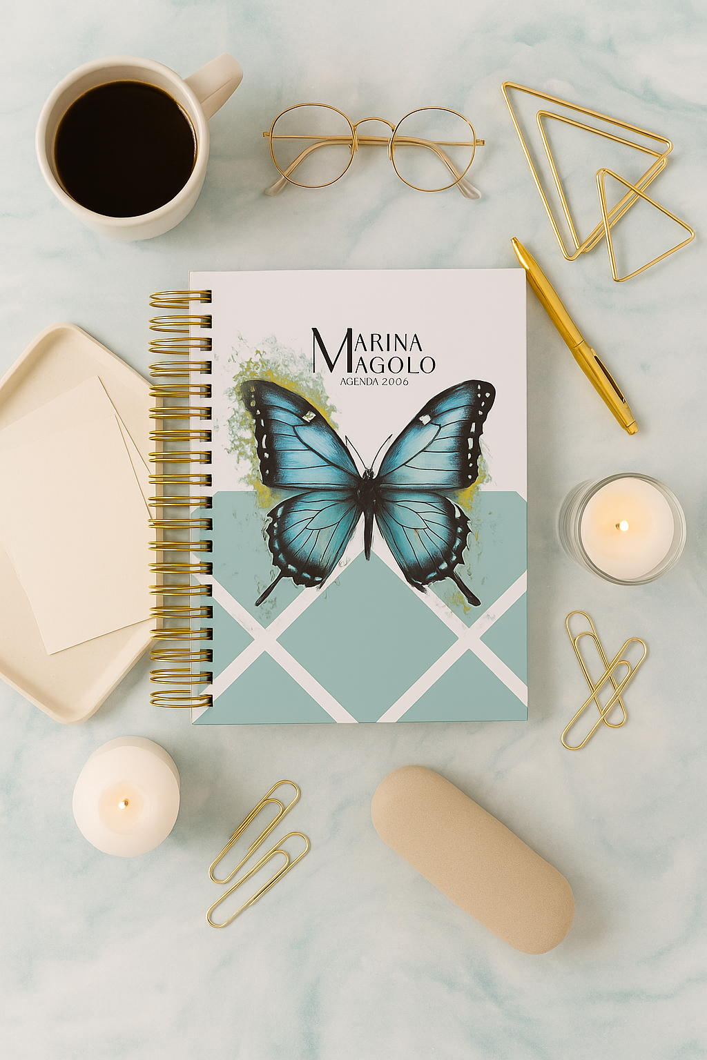 Agenda • Bloco de Notas • Bloco de Encomendas Personalizado _ BUTTERFLY