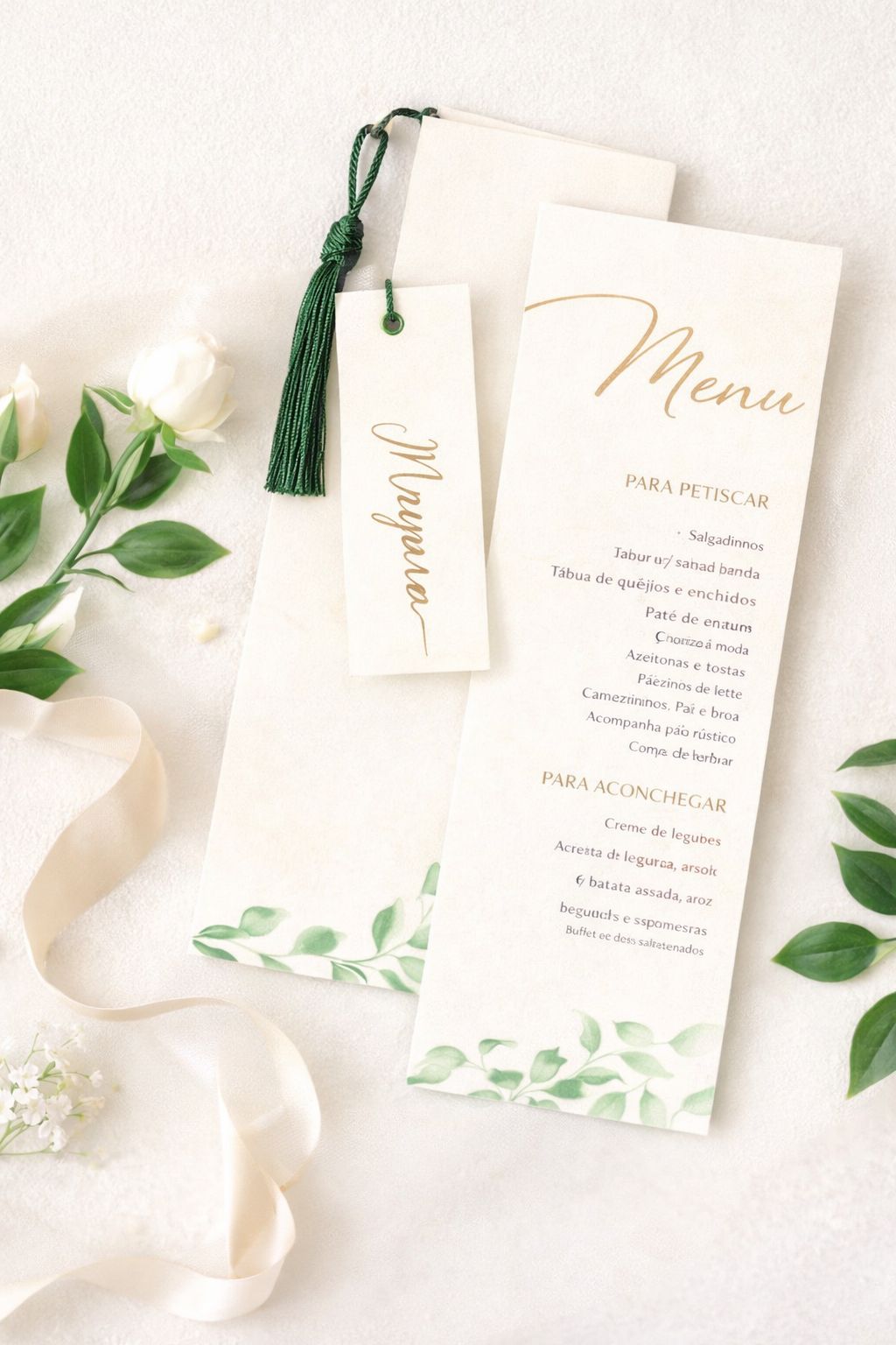 Menu Personalizado para Casamentos e Eventos com Marcador Decorativo