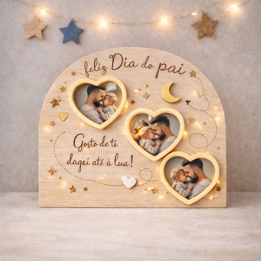 💙 Moldura Personalizada “Feliz Dia do Pai” – Daqui até à Lua