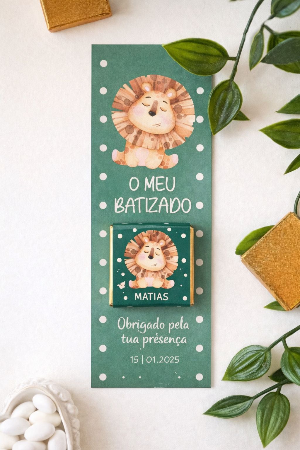🦁 Lembrança de Batizado Personalizada – Leãozinho