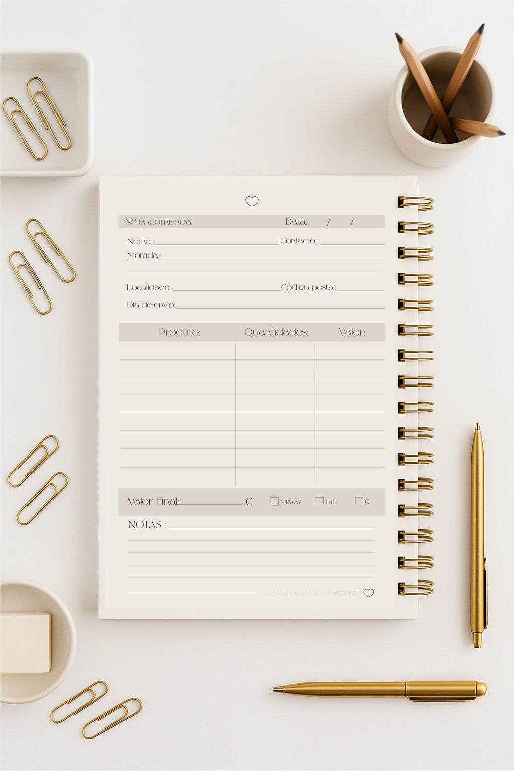 Agenda • Bloco de Notas • Bloco de Encomendas Personalizado _ BUTTERFLY
